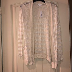 cream and sheer striped cardigan